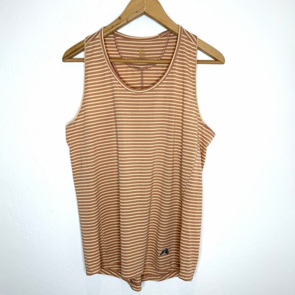 Tracksmith Horizon Tank Top Womens XL Orange Cream Stripe Athletic